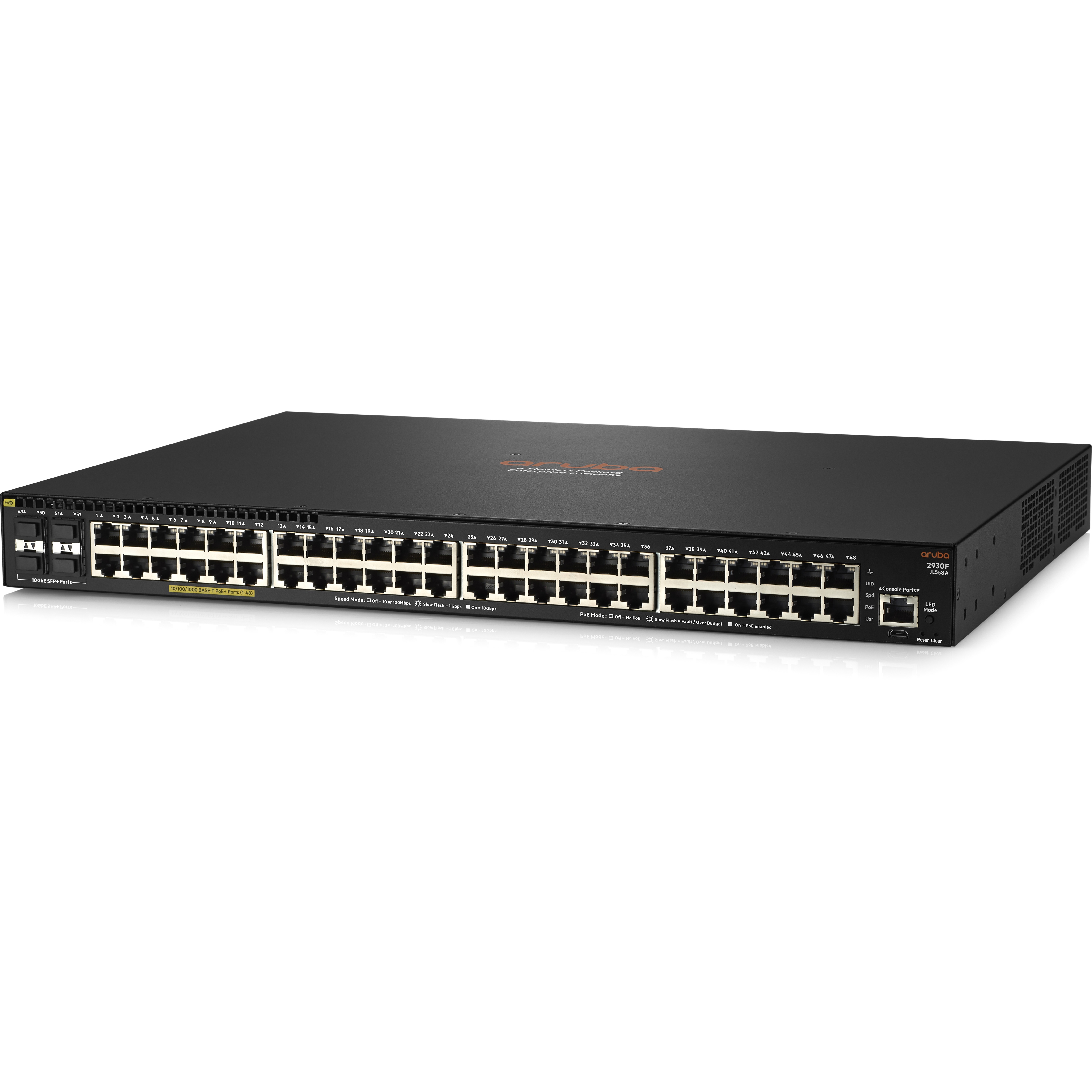 HPE 2930F 48G PoE+ 4SFP+ 740W Switch - 48 Ports - Manageable - Gigabit Ethernet, 10 Gigabit Ethernet - 10GBase-X, 10/100/1000Base-T - 3 Layer Supported - Modular - 980 W Power Consumption - Twisted Pair, Optical Fiber - 1U - Rack-mountable