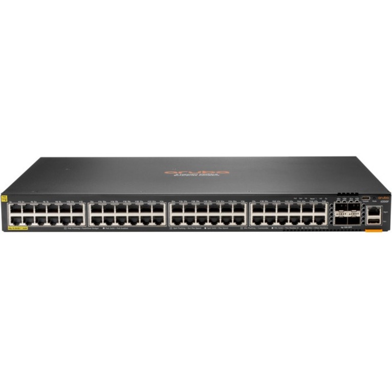 HPE 6200F 48G Class4 PoE 4SFP+ 740W Switch - 48 Ports - Manageable - Gigabit Ethernet, 10 Gigabit Ethernet - 10/100/1000Base-T, 10GBase-X - 3 Layer Supported - Modular - 76 W Power Consumption - 740 W PoE Budget - Optical Fiber, Twisted Pair - PoE Ports - 1U - Rack-mountable, Cabinet Mount, Surface Mount - Lifetime Limited Warranty - TAA Compliant