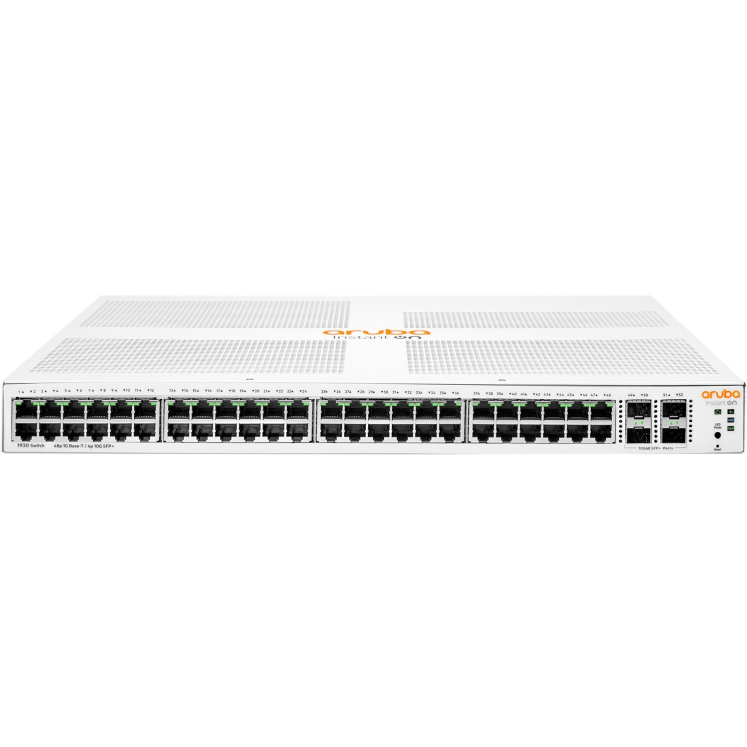 HPE Instant On 1930 48G 4SFP/SFP+ Switch - 48 Ports - Manageable - Gigabit Ethernet, 10 Gigabit Ethernet - 10/100/1000Base-T, 10GBase-X - 3 Layer Supported - Modular - 36.90 W Power Consumption - Twisted Pair, Optical Fiber - 1U - Rack-mountable - Lifetime Limited Warranty