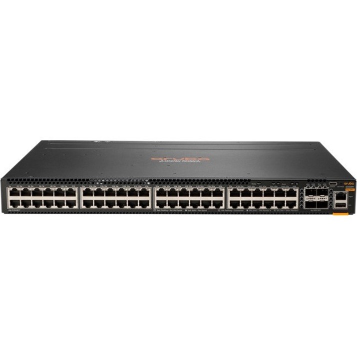 HPE 6300M 48-port 1GbE and 4-port SFP56 Power-to-Port 2 Fan Trays 1 PSU Bundle - 48 Ports - Manageable - Gigabit Ethernet, 50 Gigabit Ethernet - 10/100/1000Base-T, 50GBase-X - 3 Layer Supported - Modular - 75 W Power Consumption - Twisted Pair, Optical Fiber - 1U - Rack-mountable - Lifetime Limited Warranty - TAA Compliant