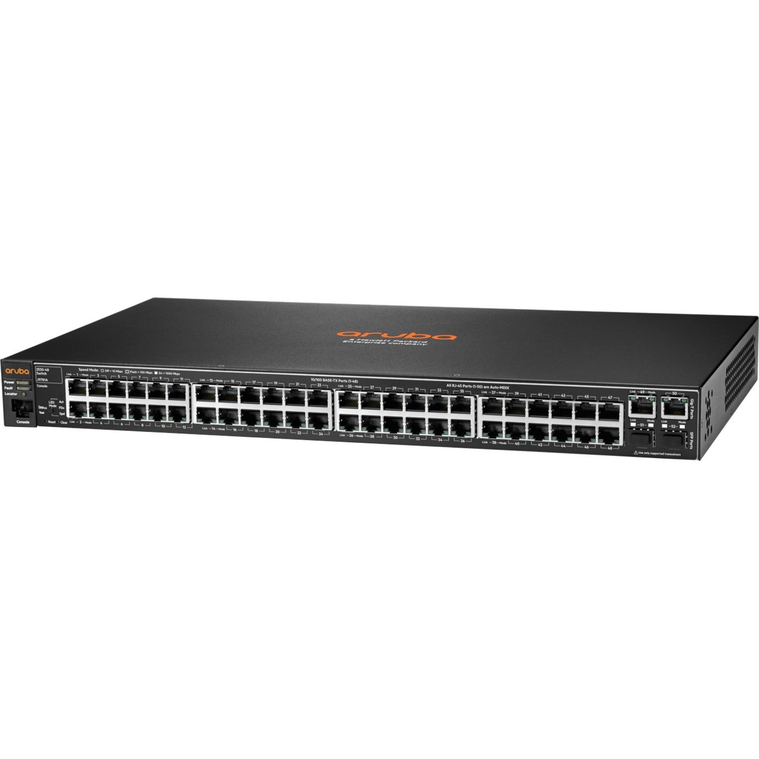 HPE 2530 48 Switch - 48 Ports - Manageable - Gigabit Ethernet, Fast Ethernet - 1000Base-X, 10/100/1000Base-T - Refurbished - 2 Layer Supported - Modular - 2 SFP Slots - Twisted Pair, Optical Fiber - 1U - Rack-mountable, Wall Mountable, Desktop