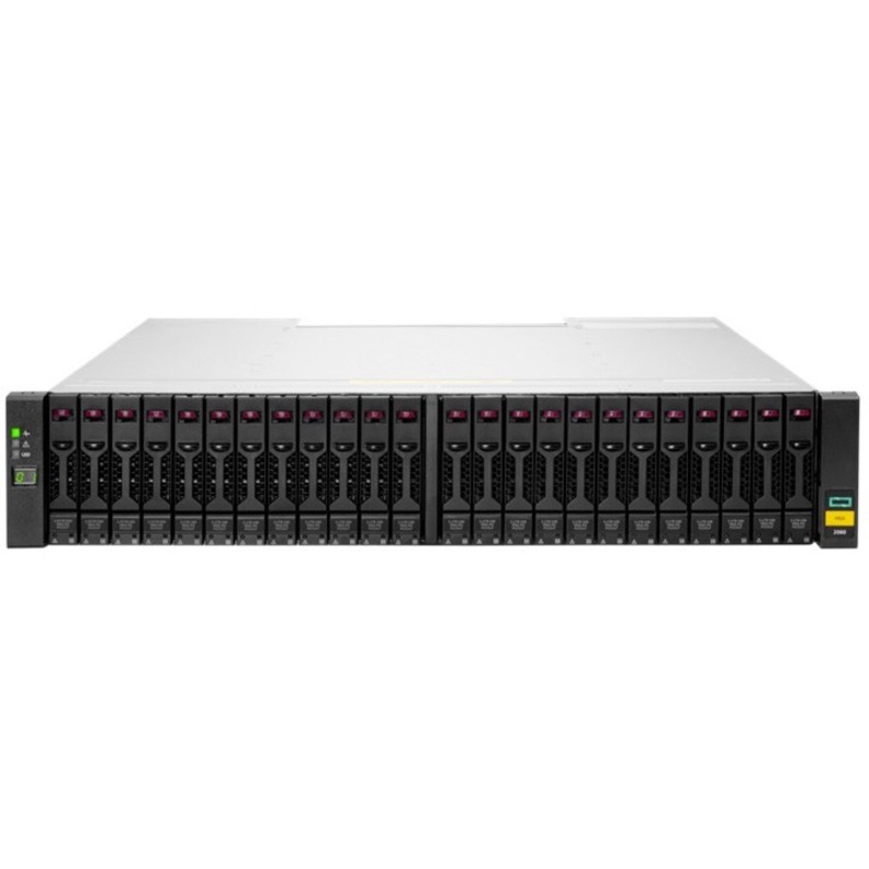 HPE MSA 2062 10GbE iSCSI SFF Storage - 24 x HDD Supported - 0 x HDD Installed - 24 x SSD Supported - 2 x SSD Installed - 3.84 TB Total Installed SSD Capacity - 2 x 12Gb/s SAS Controller - 24 x Total Bays - 24 x 2.5" Bay - 10 Gigabit Ethernet - iSCSI - 2U - Rack-mountable