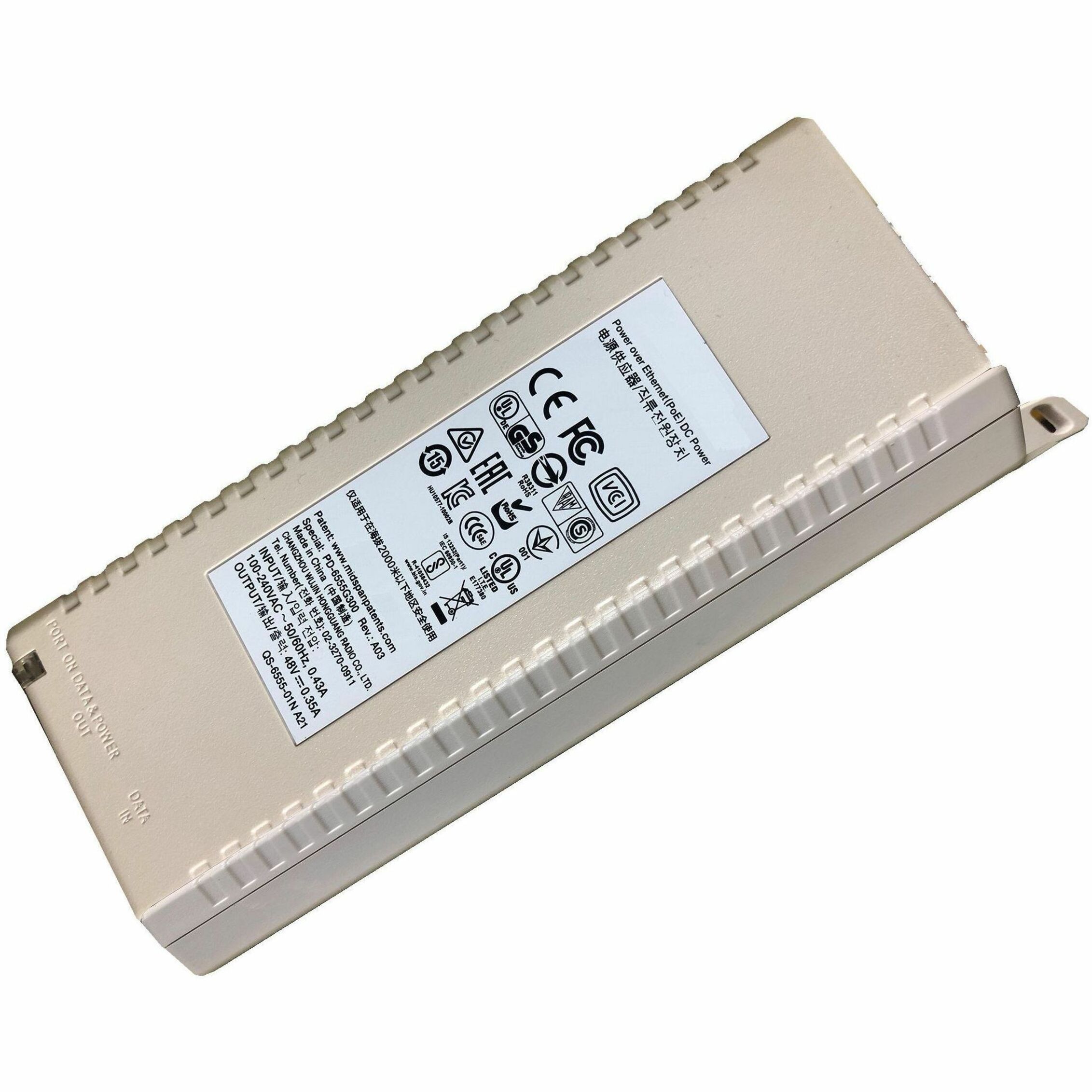 HPE PoE Injector - 1 x Ethernet Input Port(s) - 1 x PoE Output Port(s) - 30 W
