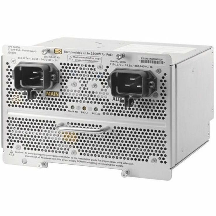 Aruba Networking 5400R 2750W PoE+ zl2 Power Supply - 2750 W