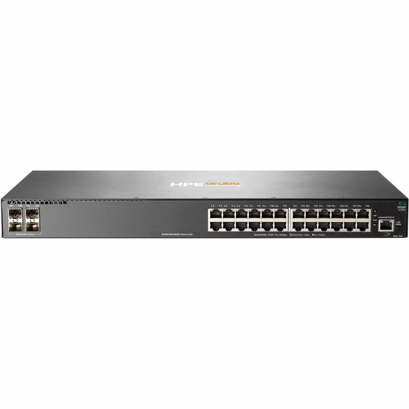 Aruba 2930F 24G 4SFP+ SWITCH - 24 Ports - Manageable - 10 Gigabit Ethernet, Gigabit Ethernet - 10GBase-X, 10/100/1000Base-TX - Refurbished - 3 Layer Supported - Modular - Twisted Pair, Optical Fiber - 1U - Rack-mountable, Desktop