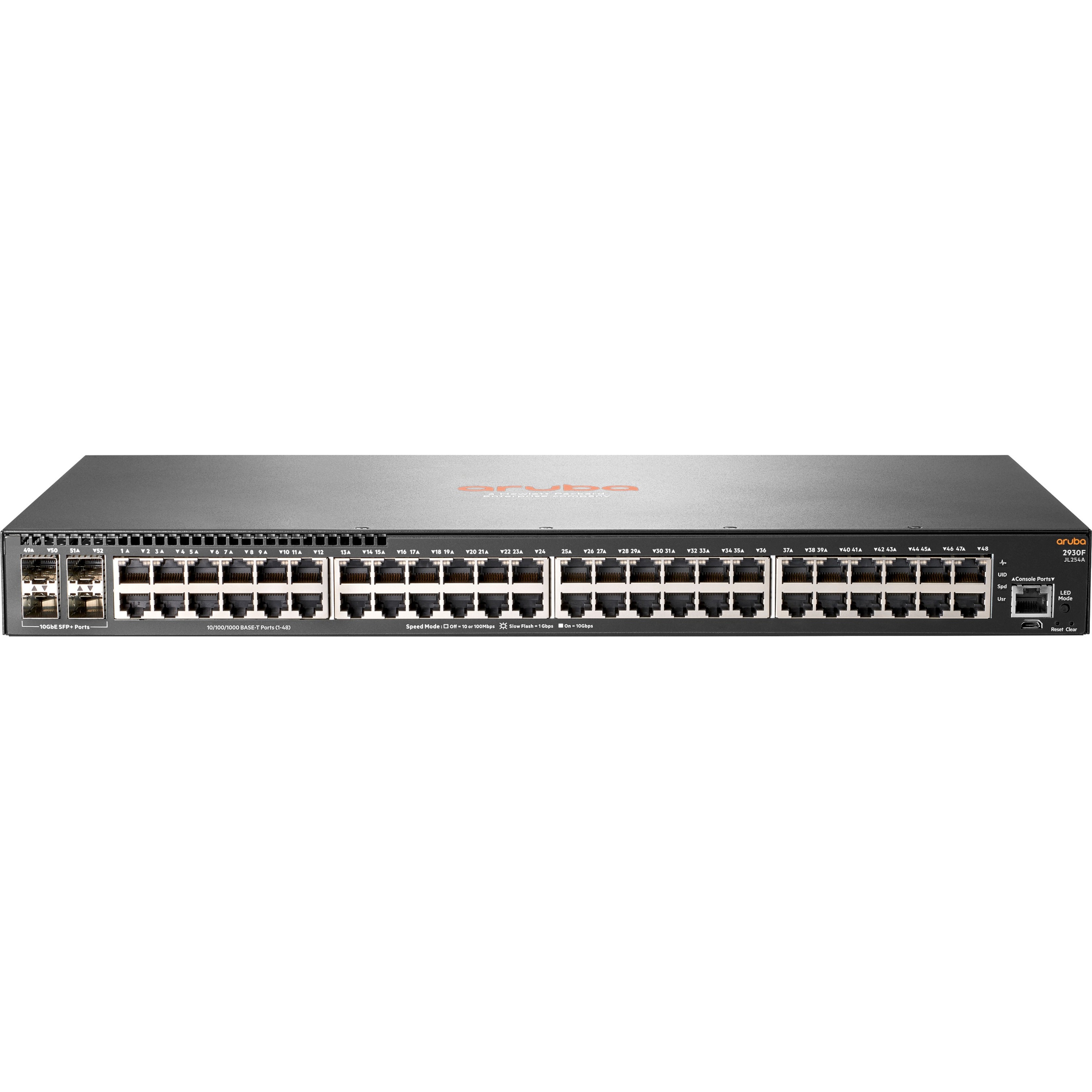 HPE Aruba 2930F 48G 4SFP+ Switch - 48 Ports - Manageable - 10 Gigabit Ethernet, Gigabit Ethernet - 10/100/1000Base-TX, 10GBase-X - Refurbished - 3 Layer Supported - Modular - Twisted Pair, Optical Fiber - 1U - Rack-mountable, Desktop