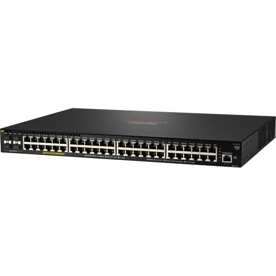 HPE 2930F 48G PoE+ 4SFP 740W Switch - 48 Ports - Manageable - Gigabit Ethernet, 10 Gigabit Ethernet - 10GBase-X, 10/100/1000Base-T - Refurbished - 3 Layer Supported - Modular - 4 SFP Slots - Twisted Pair, Optical Fiber - PoE Ports - 1U - Rack-mountable