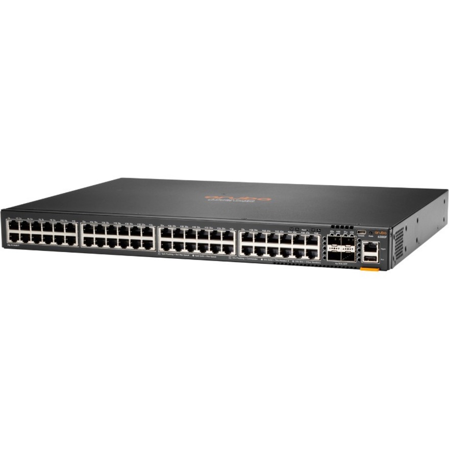 HPE 6300F 48-port 1GbE and 4-port SFP56 Switch - 48 Ports - Manageable - Gigabit Ethernet, 50 Gigabit Ethernet - 10/100/1000Base-T, 50GBase-X - Refurbished - 3 Layer Supported - Modular - 4 SFP Slots - Twisted Pair, Optical Fiber - 1U - Rack-mountable