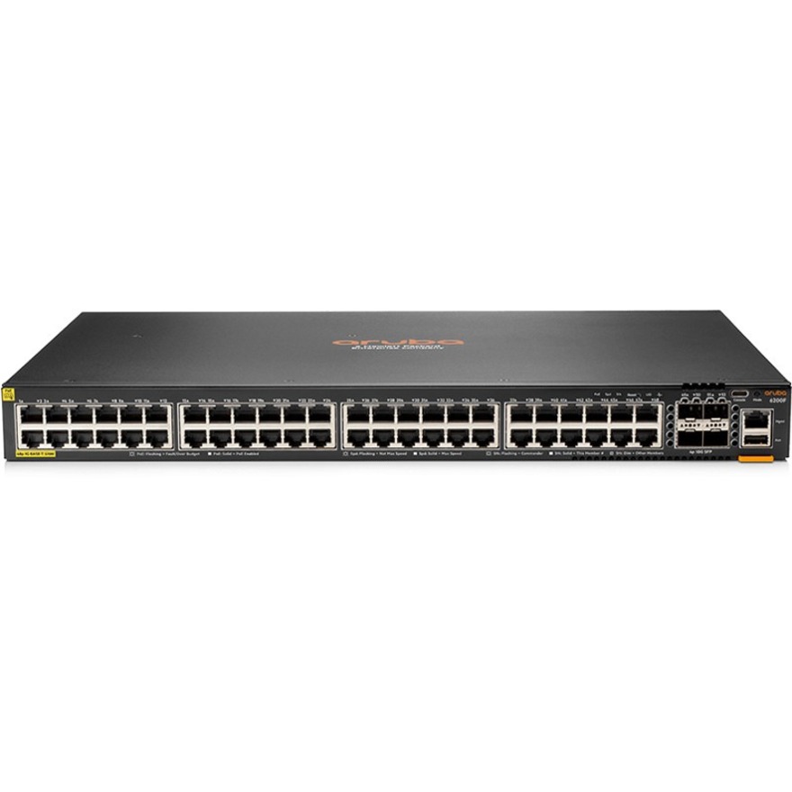 HPE 6200F 48G Class4 PoE 4SFP+ 370W Switch - 48 Ports - Manageable - Gigabit Ethernet, 10 Gigabit Ethernet - 10/100/1000Base-T, 10GBase-X - Refurbished - 3 Layer Supported - Modular - 370 W PoE Budget - Twisted Pair, Optical Fiber - PoE Ports
