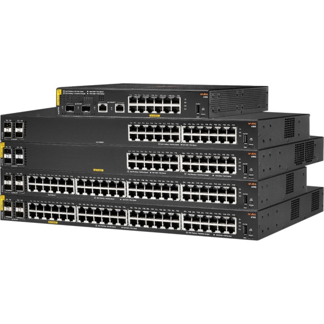 HPE 6100 24G Class4 PoE 4SFP+ 370W Switch - 24 Ports - Manageable - 3 Layer Supported - Modular - 32.70 W Power Consumption - 370 W PoE Budget - Twisted Pair, Optical Fiber - PoE Ports - 1U - Rack-mountable, Wall Mountable - Lifetime Limited Warranty