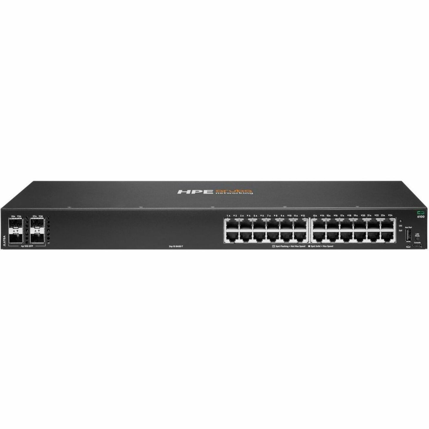 Aruba CX 6100 24G 4SFP+ Switch - 24 Ports - Manageable - Gigabit Ethernet, 10 Gigabit Ethernet - 10/100/1000Base-T, 1000Base-X, 10GBase-X - 2 Layer Supported - 4 SFP Slots - 33 W Power Consumption - Twisted Pair, Optical Fiber - 1U - Rack-mountable