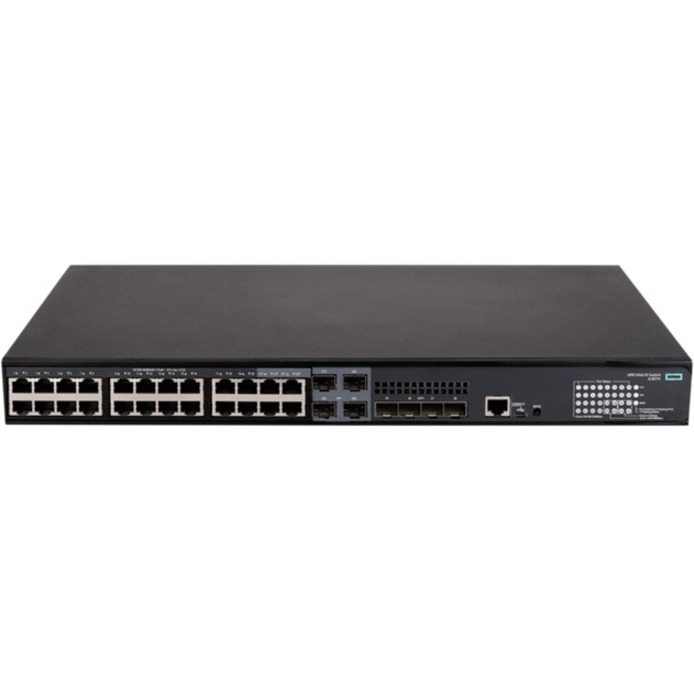 HPE FlexNetwork 5140 24G PoE+ 4SFP+ EI Switch - 26 Ports - Manageable - Gigabit Ethernet, 10 Gigabit Ethernet - 10/100/1000Base-T, 10GBase-X - 3 Layer Supported - Modular - 30 W Power Consumption - 370 W PoE Budget - Optical Fiber, Twisted Pair - PoE Ports - 1U - Rack-mountable, Cabinet Mount