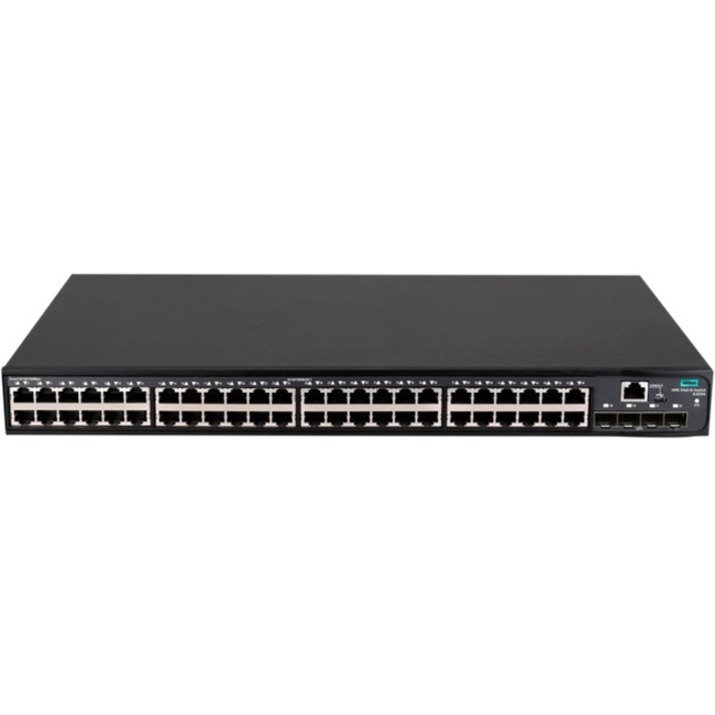 HPE FlexNetwork 5140 48G 4SFP+ EI Switch - 48 Ports - Manageable - Gigabit Ethernet, 10 Gigabit Ethernet - 10/100/1000Base-T, 10GBase-X - 3 Layer Supported - Modular - 38 W Power Consumption - Optical Fiber, Twisted Pair - 1U - Rack-mountable, Cabinet Mount