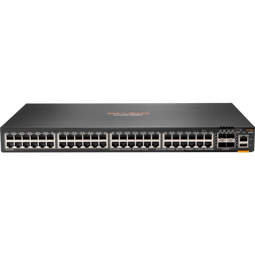HPE 6300F 48-port 1GbE and 4-port SFP56 Switch - 48 Ports - Manageable - 3 Layer Supported - Modular - 4 SFP Slots - 74 W Power Consumption - Twisted Pair, Optical Fiber - 1U - Rack-mountable