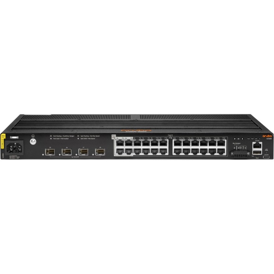 HPE CX 4100i Ethernet Switch - 24 Ports - Manageable - Gigabit Ethernet, 10 Gigabit Ethernet - 10/100/1000Base-T, 10GBase-X - 3 Layer Supported - Modular - 62 W Power Consumption - 240 W PoE Budget - Twisted Pair, Optical Fiber - PoE Ports - 1U - Rack-mountable, DIN Rail Mountable
