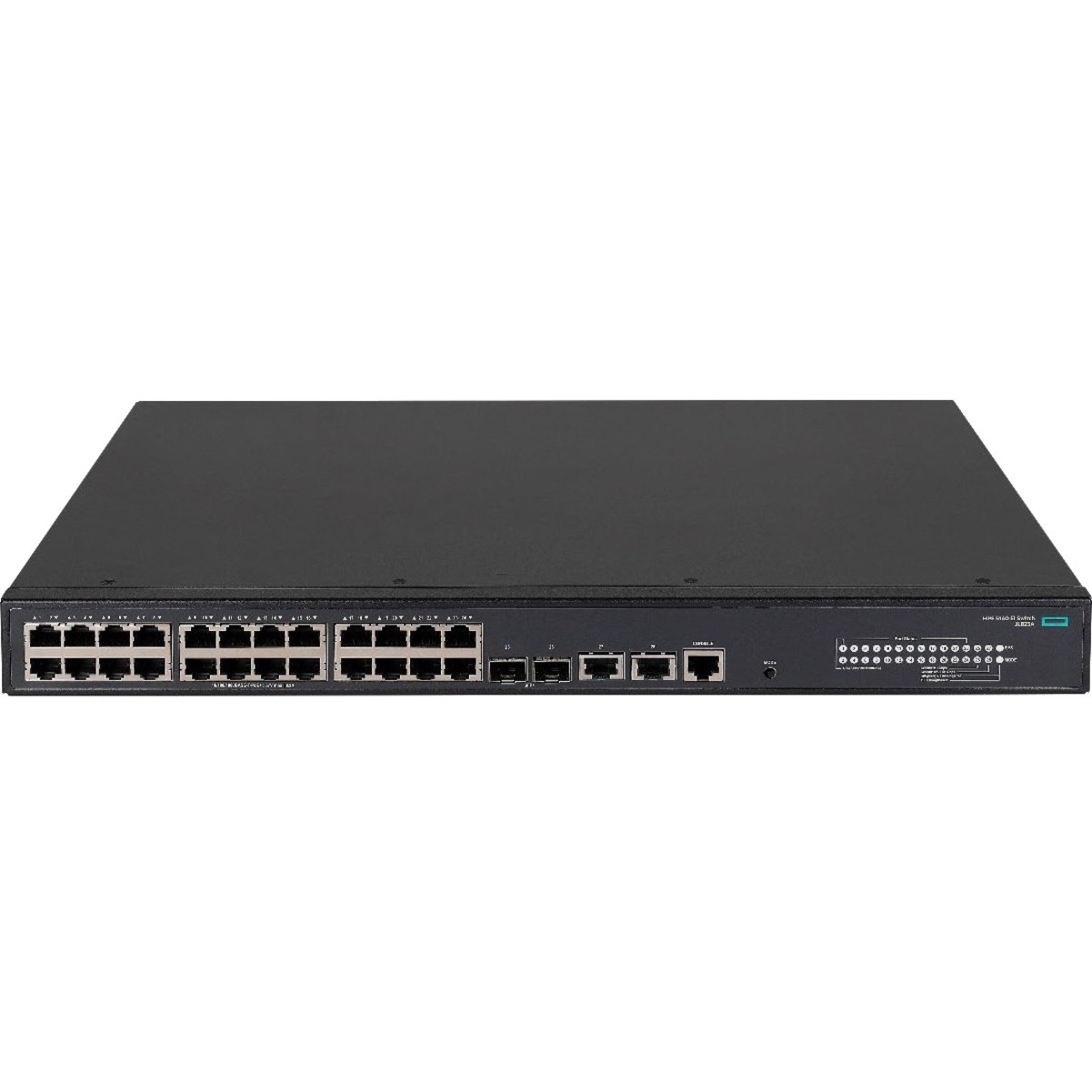 HPE FlexNetwork 5140 24G PoE+2SFP+2XGT EI Switch - 26 Ports - Manageable - Gigabit Ethernet, 10 Gigabit Ethernet - 10/100/1000Base-T, 10GBase-X, 10GBase-T - 3 Layer Supported - Modular - 24.50 W Power Consumption - 370 W PoE Budget - Optical Fiber, Twisted Pair - PoE Ports - 1U - Rack-mountable, Cabinet Mount - Lifetime Limited Warranty