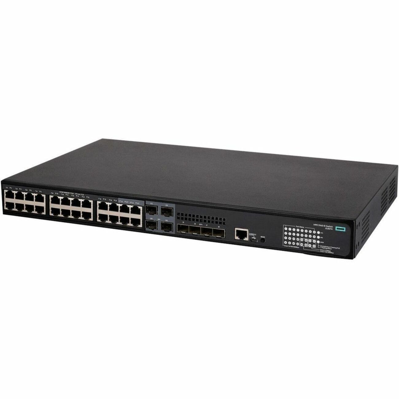 HPE FlexNetwork 5140 24G PoE+ 4SFP+ EI Switch - 26.0 Ports - Manageable - Gigabit Ethernet, 10 Gigabit Ethernet - 10/100/1000Base-T, 10GBase-X - 3 Layer Supported - Modular - 30 W Power Consumption - 370 W PoE Budget - Optical Fiber, Twisted Pair - PoE Ports - 1U - Rack-mountable, Cabinet Mount - Lifetime Limited Warranty