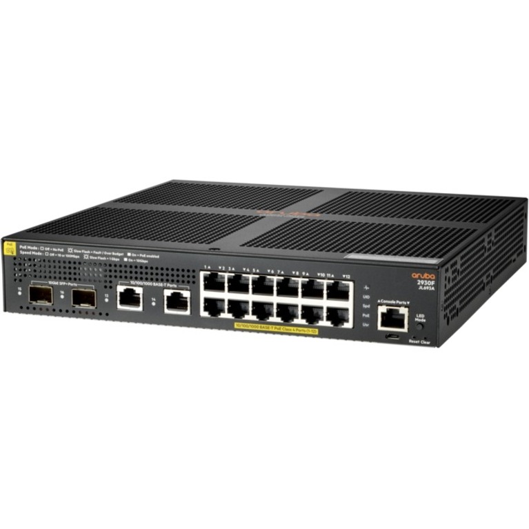 HPE 2930F 12G PoE+ 2G/2SFP+ Switch - 16 Ports - Manageable - Refurbished - 3 Layer Supported - Modular - 170 W Power Consumpt