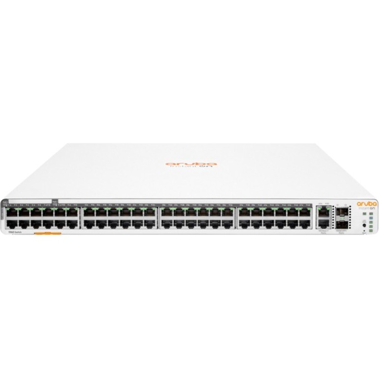 HPE Instant On 1960 48G 40p Class4 8p Class6 PoE 2XGT 2SFP+ 600W Switch - 48 Ports - Manageable - 10 Gigabit Ethernet, Gigabit Ethernet - 10GBase-T, 10GBase-X, 10/100/1000Base-T - 2 Layer Supported - Modular - 100 W Power Consumption - 600 W PoE Budget - Optical Fiber, Twisted Pair - PoE Ports - Rack-mountable, Table Top, Wall Mountable, Under Table, Cabinet Mount - Lifetime Limited Warranty