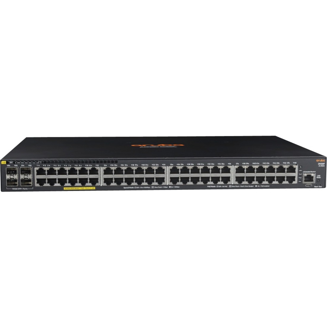 HPE Aruba 2930F 24G PoE+ 4SFP+ Switch - 24 Ports - Manageable - 10 Gigabit Ethernet, Gigabit Ethernet - 10/100/1000Base-T, 10GBase-X - 3 Layer Supported - Modular - 445 W Power Consumption - Twisted Pair, Optical Fiber - 1U - Rack-mountable, Desktop