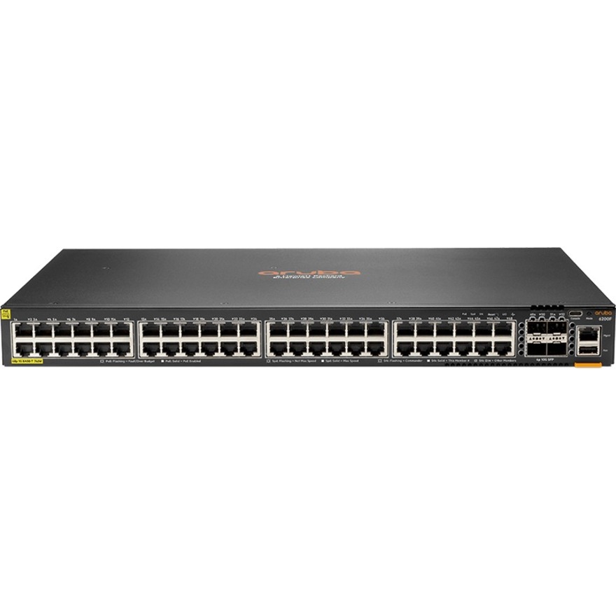 HPE 6200F 48G Class4 PoE 4SFP+ 740W Switch - 48 Ports - Manageable - 3 Layer Supported - Modular - 76 W Power Consumption - 740 W PoE Budget - Twisted Pair, Optical Fiber - PoE Ports - Rack-mountable