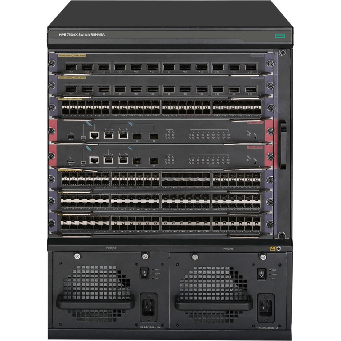 HPE FlexNetwork 7506X PoE Ethernet Switch 6 Slots Chassis - Manageable - 100 Gigabit Ethernet - 100GBase-X - 2 Layer Supported - Modular - 1400 W Power Consumption - Optical Fiber, Twisted Pair - PoE Ports - 13U - Rack-mountable, Cabinet Mount, Surface Mount