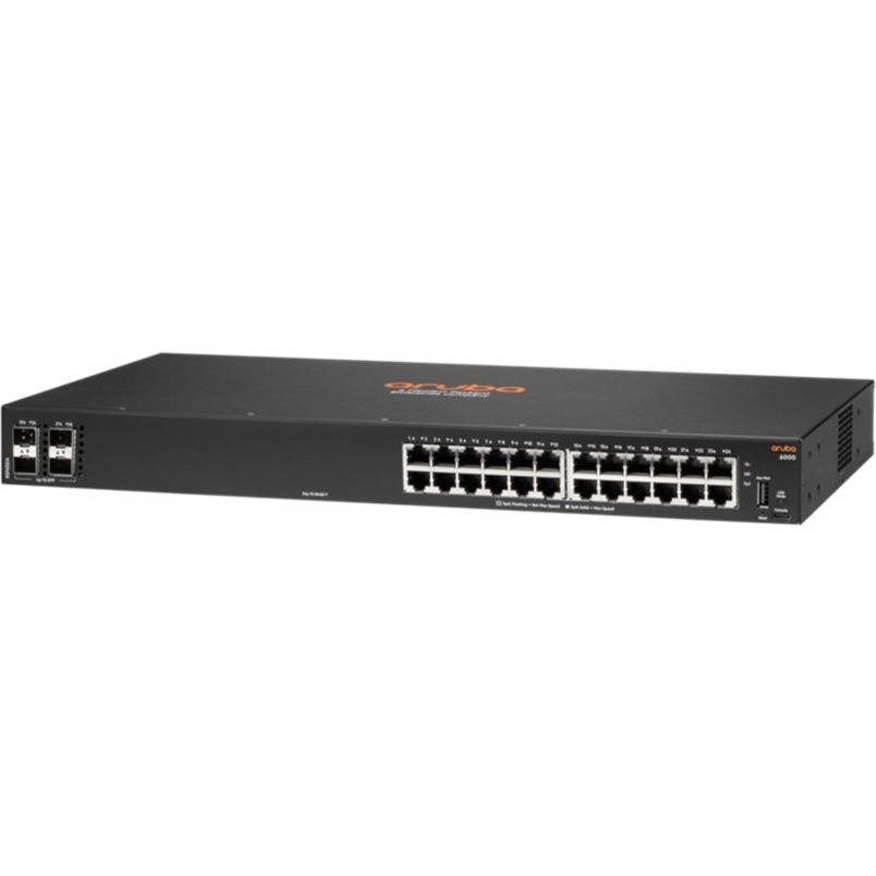 HPE 6000 24G 4SFP Switch - 24 Ports - Manageable - Gigabit Ethernet - 10/100/1000Base-T, 100/1000Base-X - 3 Layer Supported - Modular - 2 SFP Slots - 33 W Power Consumption - Twisted Pair, Optical Fiber - PoE Ports - 1U - Rack-mountable, Cabinet Mount, Surface Mount, Wall Mountable