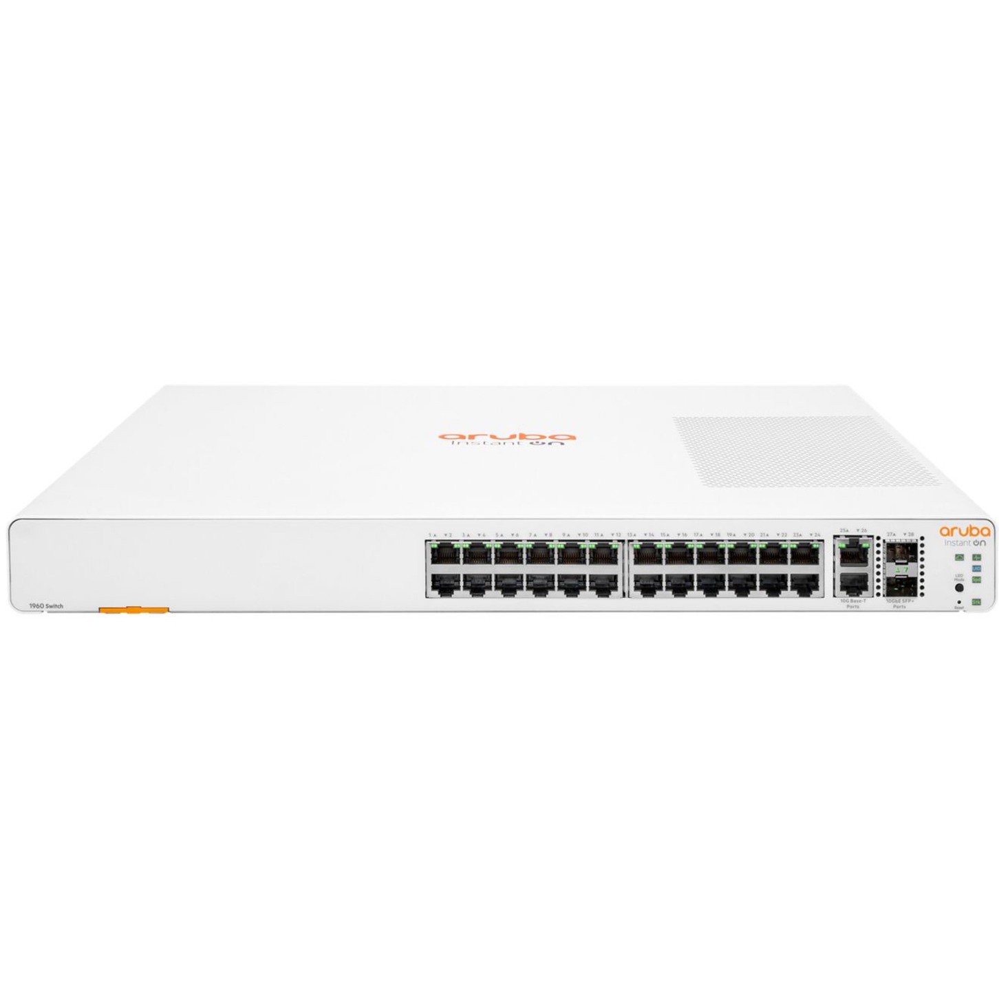 HPE Instant On 1960 24G 2XGT 2SFP+ Switch - 24 Ports - Manageable - 10 Gigabit Ethernet, Gigabit Ethernet - 10GBase-T, 10GBase-X, 10/100/1000Base-T - 2 Layer Supported - Modular - 40 W Power Consumption - Optical Fiber, Twisted Pair - Rack-mountable, Table Top, Wall Mountable, Under Table, Cabinet Mount