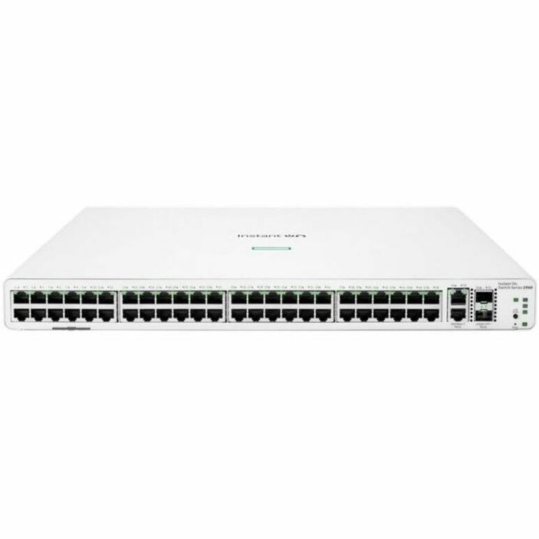 Aruba Networking Instant On Switch 48p Gigabit 2p 10GBT 2p SFP+ 1960 - 50 Ports - Manageable - Gigabit Ethernet, 10 Gigabit Ethernet - 10/100/1000Base-T, 10GBase-T, 10GBase-X - 2 Layer Supported - Modular - 120 W Power Consumption - Optical Fiber, Twisted Pair