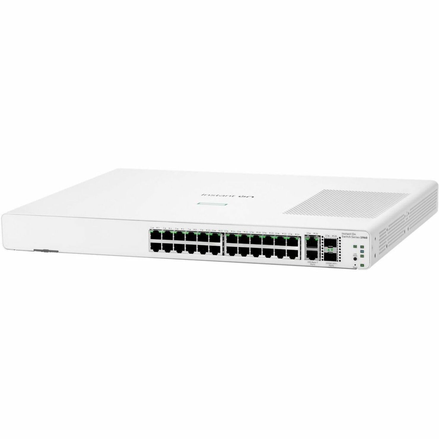 Aruba Networking Instant On Switch 24p Gigabit 2p 10GBT 2p SFP+ 1960 - 26 Ports - Manageable - Gigabit Ethernet, 10 Gigabit Ethernet - 10/100/1000Base-T, 10GBase-T, 10GBase-X - 2 Layer Supported - 80 W Power Consumption - Optical Fiber, Twisted Pair