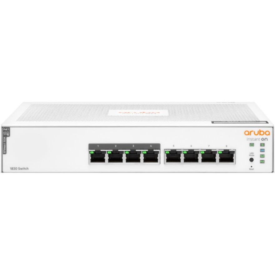 HPE Instant On 1830 8G 4p Class4 PoE 65W Switch - 8 Ports - Manageable - Gigabit Ethernet - 10/100/1000Base-T - 2 Layer Supported - 8.20 W Power Consumption - 65 W PoE Budget - Twisted Pair - PoE Ports - Rack-mountable, Cabinet Mount, Table Top, Wall Mountable, Under Table - Lifetime Limited Warranty