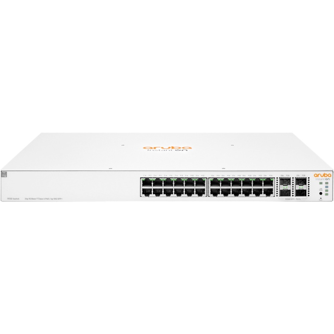HPE Instant On 1930 24G Class4 PoE 4SFP/SFP+ 370W Switch - 24 Ports - Manageable - Gigabit Ethernet, 10 Gigabit Ethernet - 10/100/1000Base-T, 10GBase-X - Refurbished - 4 Layer Supported - Modular - 439 W Power Consumption - 370 W PoE Budget - Optical Fiber, Twisted Pair - PoE Ports - 1U - Rack-mountable