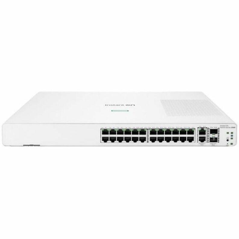 Aruba Networking Instant On Switch 24p Gigabit 2p 10GBT 2p SFP+ 1960 - 26 Ports - Manageable - Gigabit Ethernet, 10 Gigabit Ethernet - 10/100/1000Base-T, 10GBase-T, 10GBase-X - 2 Layer Supported - Modular - 80 W Power Consumption - Optical Fiber, Twisted Pair
