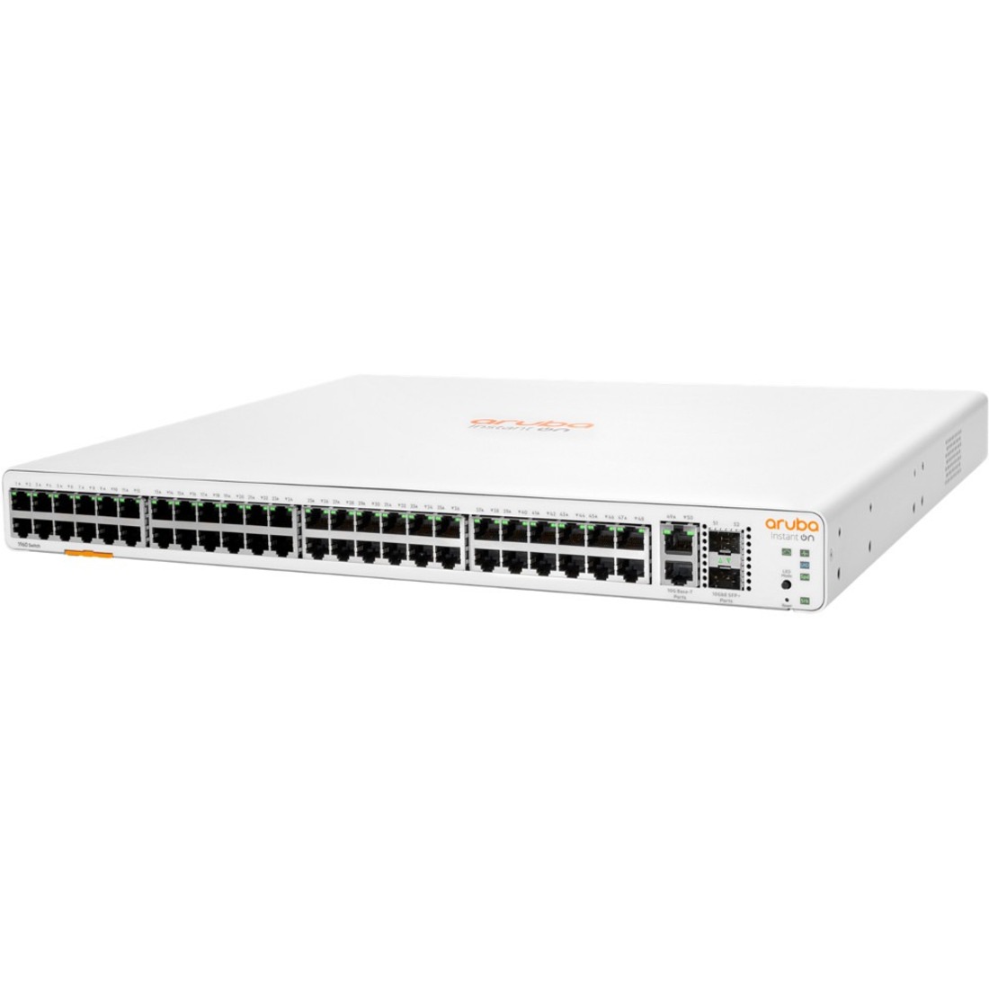 HPE Instant On 1960 48G 2XGT 2SFP+ Switch - 48 Ports - Manageable - 10 Gigabit Ethernet, Gigabit Ethernet - 10GBase-T, 10GBase-X, 10/100/1000Base-T - 2 Layer Supported - Modular - 80 W Power Consumption - Optical Fiber, Twisted Pair - Rack-mountable, Table Top, Wall Mountable, Under Table, Cabinet Mount