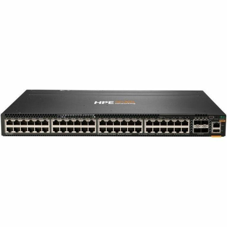 Aruba CX 6300M 48G Power-to-Port Airflow 2 Fans 1 Power Supply Unit Bundle - 48 Ports - Manageable - Gigabit Ethernet, 10 Gigabit Ethernet, 25 Gigabit Ethernet, 50 Gigabit Ethernet - 10/100/1000Base-T, 10GBase-X, 25GBase-X, 50GBase-X, 1000Base-X - 3 Layer Supported - 4 SFP Slots - 75 W Power Consumption - 2880 W PoE Budget - Twisted Pair, Optical Fiber - PoE Ports - Black - 1U - Rack-mountable - Lifetime Limited Warranty - TAA Compliant