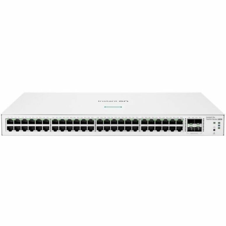 Aruba Instant On 1830 48G 4SFP Switch - 48 Ports - Manageable - Gigabit Ethernet - 10/100/1000Base-T, 1000Base-X - 2 Layer Supported - Modular - 4 SFP Slots - 40.20 W Power Consumption - Twisted Pair, Optical Fiber - Table Top, Wall Mountable, Under Table, Compact, Rack-mountable, Cabinet Mount