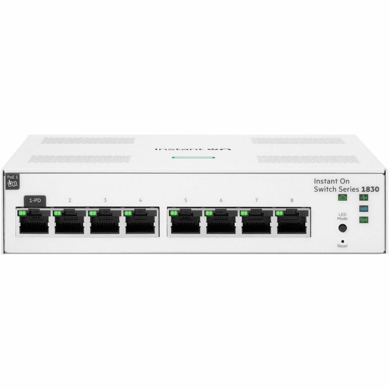 Aruba Instant On 1830 8G Switch - 8 Ports - Manageable - Gigabit Ethernet - 10/100/1000Base-T - 2 Layer Supported - 8.09 W Power Consumption - Twisted Pair - Table Top, Wall Mountable, Under Table, Compact
