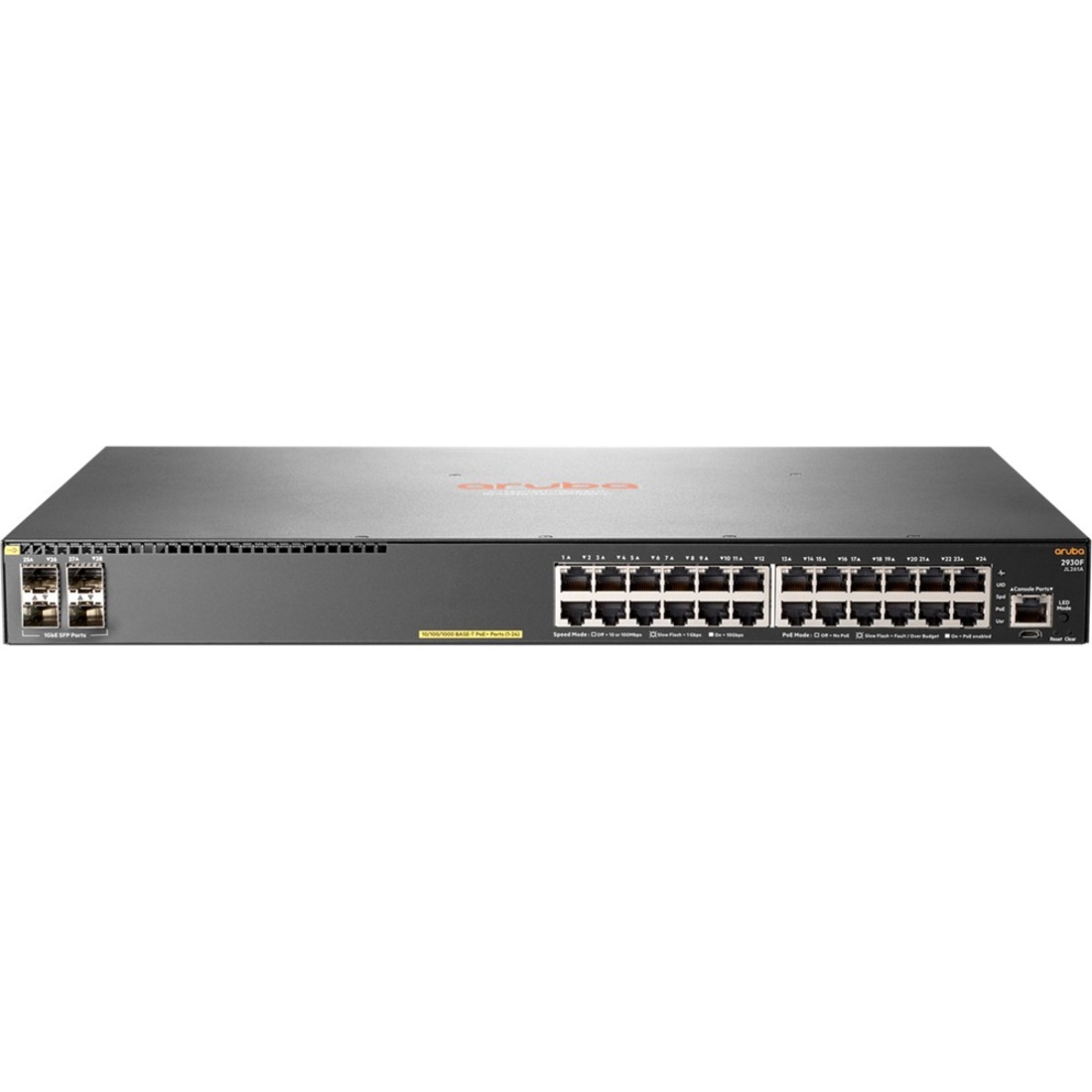 HPE 2930F 24G PoE+ 4SFP Switch - 24 Ports - Manageable - Gigabit Ethernet - 10/100/1000Base-T, 1000Base-X - 3 Layer Supported - Modular - 445 W Power Consumption - 370 W PoE Budget - Optical Fiber, Twisted Pair - PoE Ports - Rack-mountable