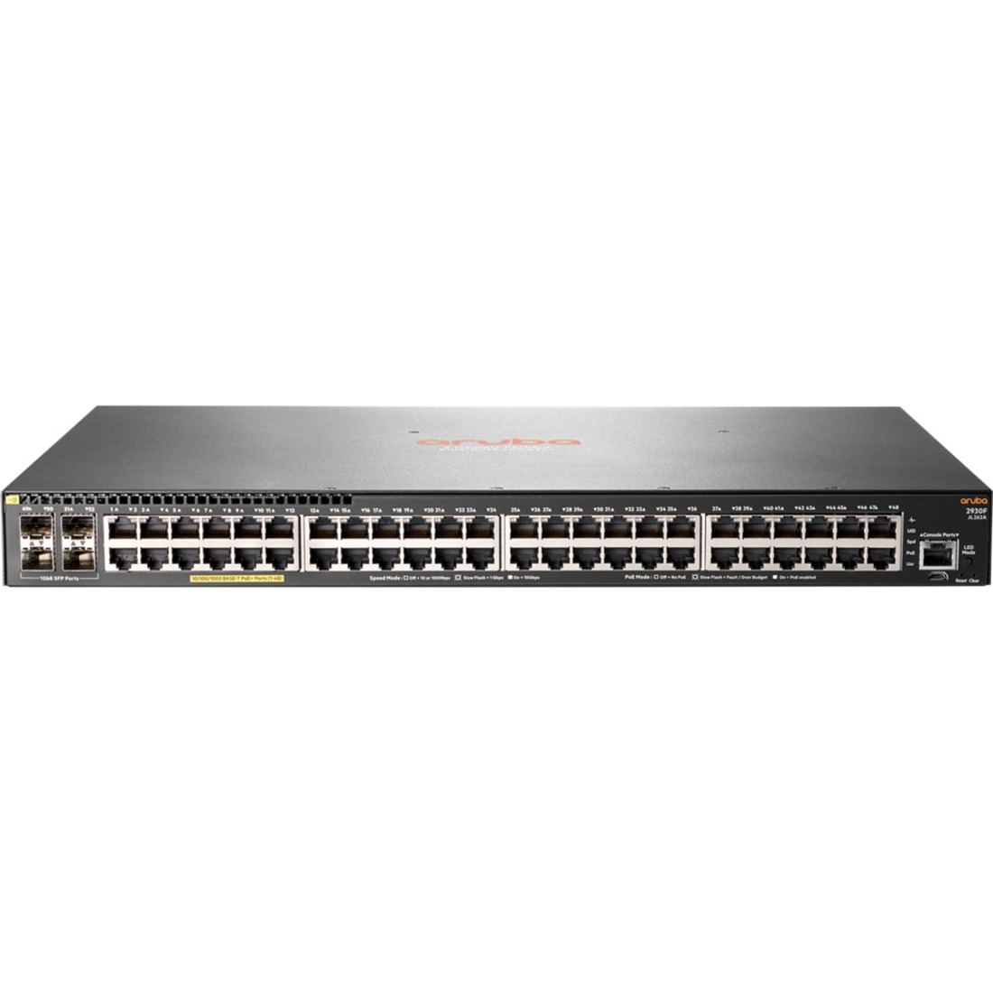 HPE 2930F 48G PoE+ 4SFP Switch - 48 Ports - Manageable - Gigabit Ethernet - 10/100/1000Base-T - 3 Layer Supported - Modular - 4 SFP Slots - 459 W Power Consumption - 370 W PoE Budget - Optical Fiber, Twisted Pair - PoE Ports - 1U - Rack-mountable