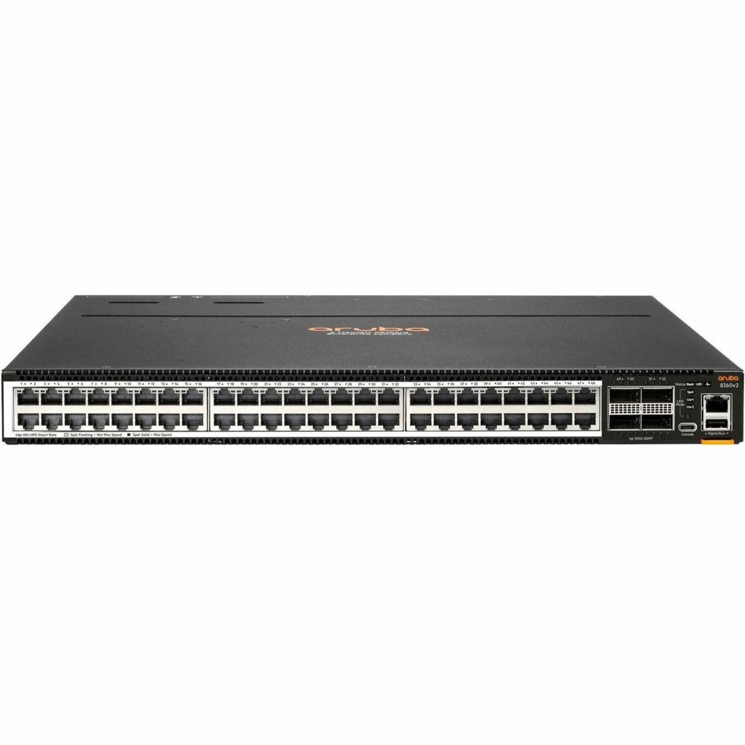 HPE 8360-48XT4C Ethernet Switch - 48 Ports - Manageable - 10 Gigabit Ethernet, 40 Gigabit Ethernet, 100 Gigabit Ethernet - 10GBase-X, 40GBase-X, 100GBase-X - 3 Layer Supported - Modular - 500 W Power Consumption - Optical Fiber, Twisted Pair - 1U - Rack-mountable, Cabinet Mount, Surface Mount - Lifetime Limited Warranty