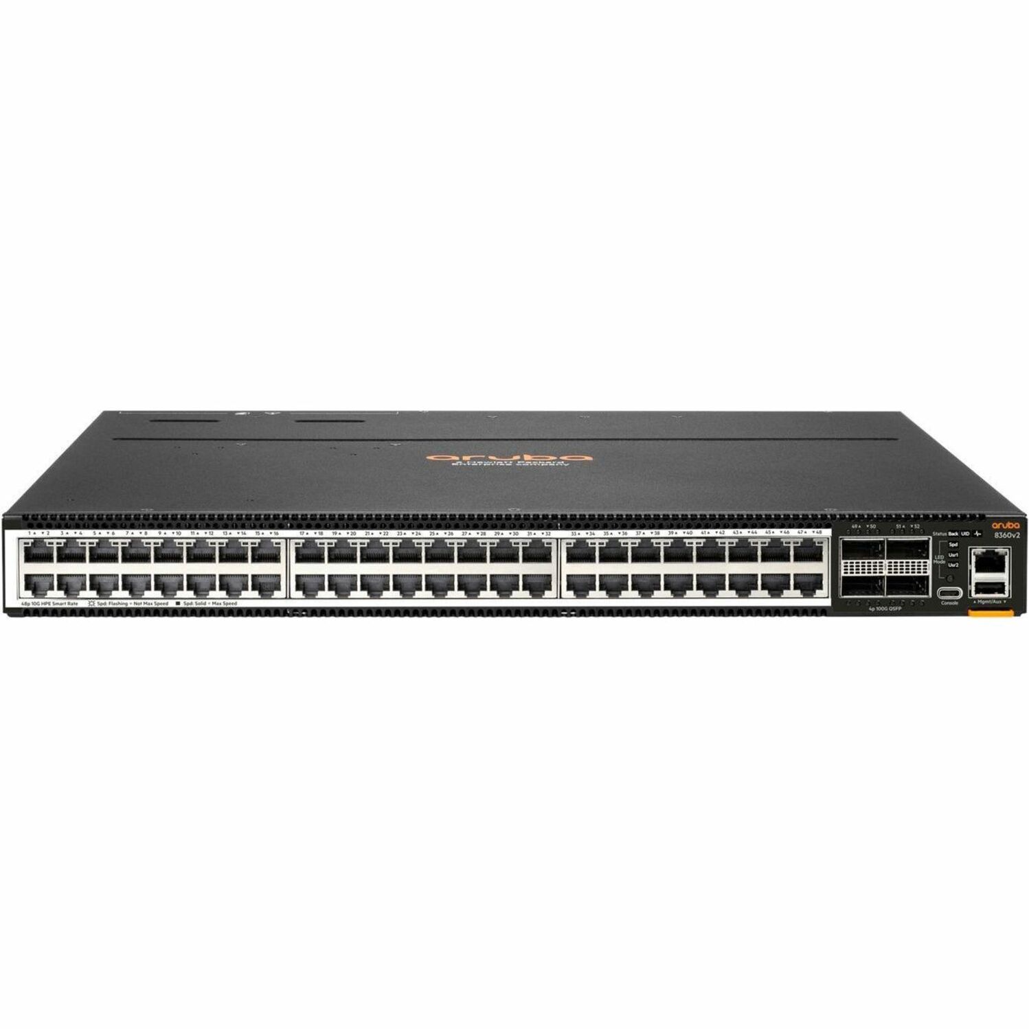 HPE CX 8360-48XT4C Layer 3 Switch - 48 Ports - Manageable - 10 Gigabit Ethernet, 40 Gigabit Ethernet, 100 Gigabit Ethernet - 10/100/1000Base-T, 40GBase-X, 100GBase-X - 3 Layer Supported - 500 W Power Consumption - Twisted Pair, Optical Fiber - 1U - Rack-mountable - TAA Compliant