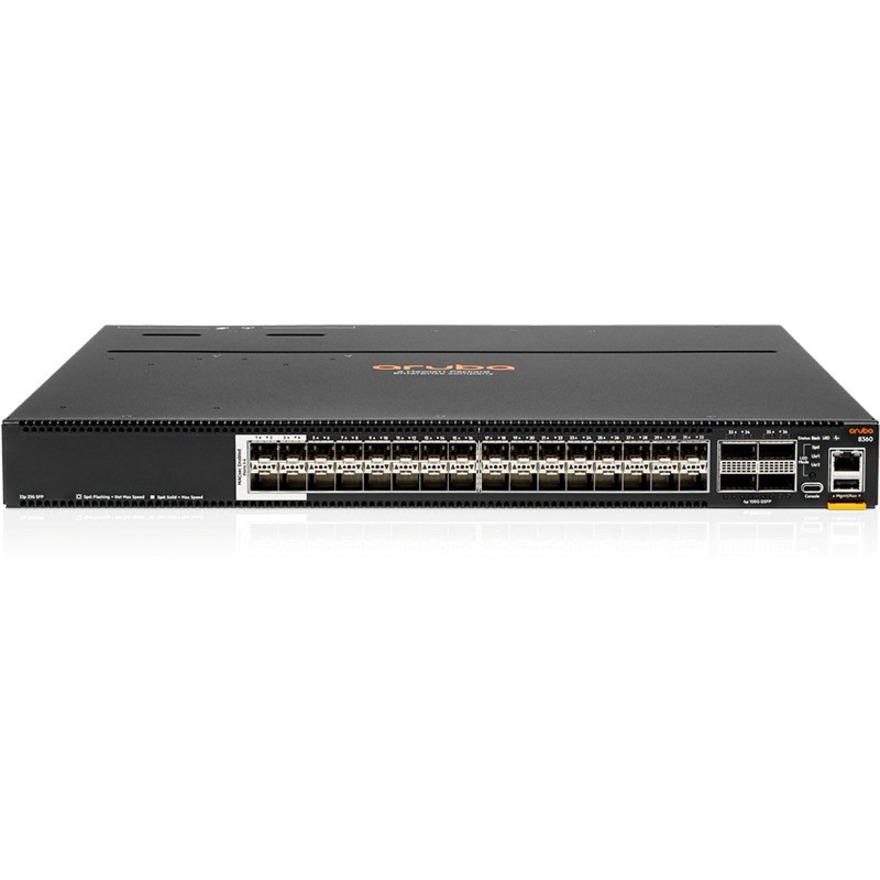 HPE CX 8360-32Y4CV2 Ethernet Switch - Manageable - 25 Gigabit Ethernet, 100 Gigabit Ethernet - 25GBase-X, 100GBase-X - 3 Layer Supported - Modular - 425 W Power Consumption - Optical Fiber - 1U - Rack-mountable, Cabinet Mount, Surface Mount - Lifetime Limited Warranty - TAA Compliant