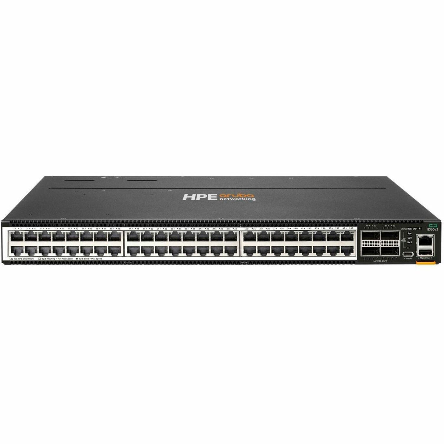 Aruba CX 8360-48XT4C v2 Port-to-Power Airflow 3 Fans 2 PSU Attached Bundle - 48 Ports - Manageable - Gigabit Ethernet, 10 Gigabit Ethernet, 40 Gigabit Ethernet, 100 Gigabit Ethernet - 100/1000Base-T, 10GBase-T, 40GBase-X, 100GBase-X - 3 Layer Supported - 500 W Power Consumption - Twisted Pair, Optical Fiber - Rack-mountable - Lifetime Limited Warranty
