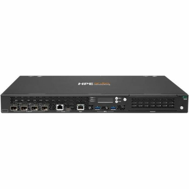Aruba Networking 9240 (RW) TAA 4xSFP28 1 Expansion Slot Campus Gateway - Management Port - 4 SFP Slots, SFP+ Slots, SFP28 Slots - 25 Gigabit Ethernet - 1U - Rack-mountable - TAA Compliant