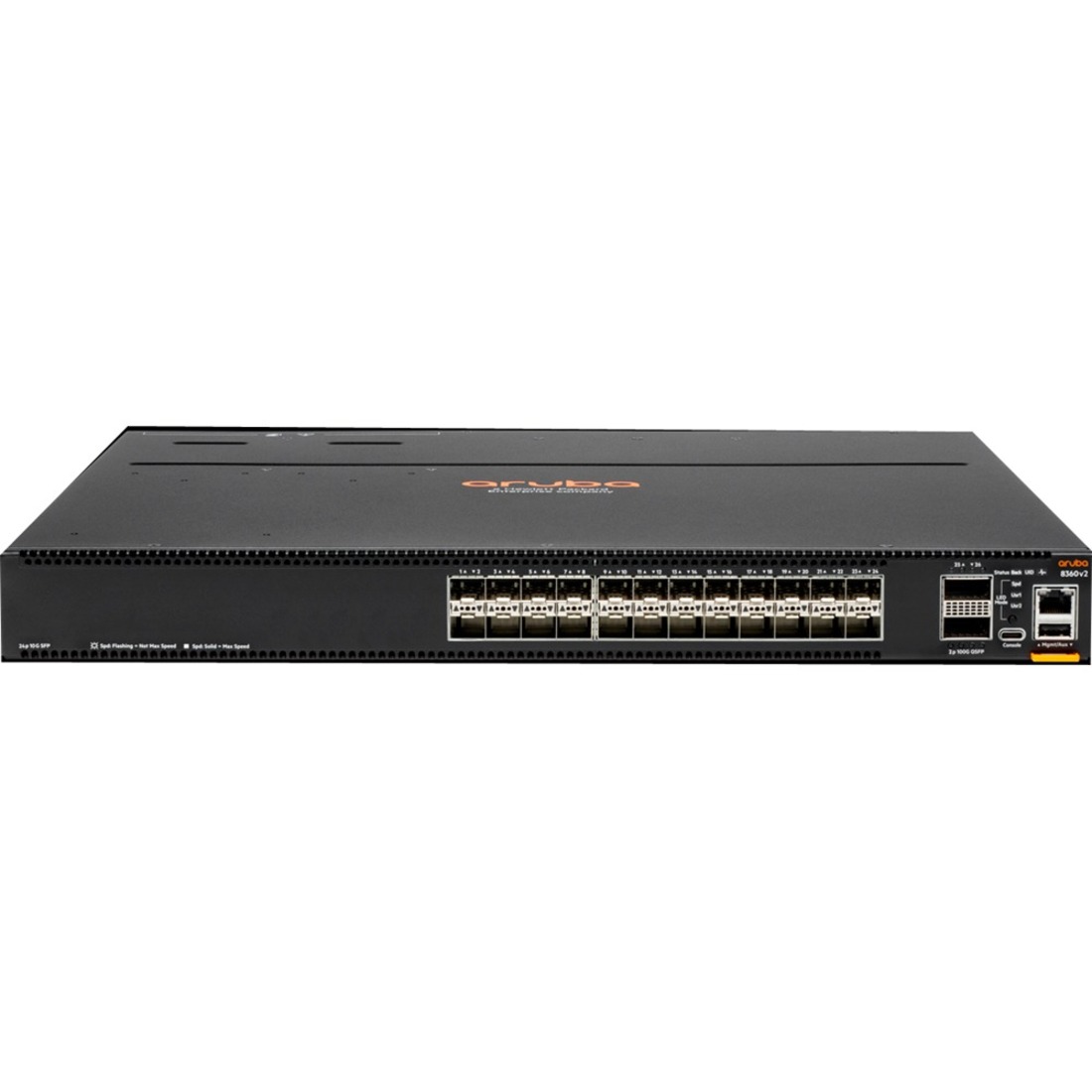 HPE 8360v2- 24XF2C Ethernet Switch - Manageable - 10 Gigabit Ethernet, 100 Gigabit Ethernet - 10GBase-X, 100GBase-X - 3 Layer Supported - Modular - 375 W Power Consumption - Optical Fiber - 1U - Rack-mountable - TAA Compliant