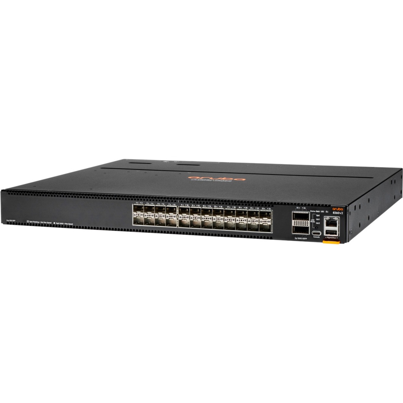 HPE 8360-24XF2C v2 Ethernet Switch - Manageable - 10 Gigabit Ethernet, 100 Gigabit Ethernet - 10GBase-X, 100GBase-X - 3 Layer Supported - Modular - 375 W Power Consumption - Optical Fiber - 1U - Rack-mountable, Cabinet Mount, Surface Mount