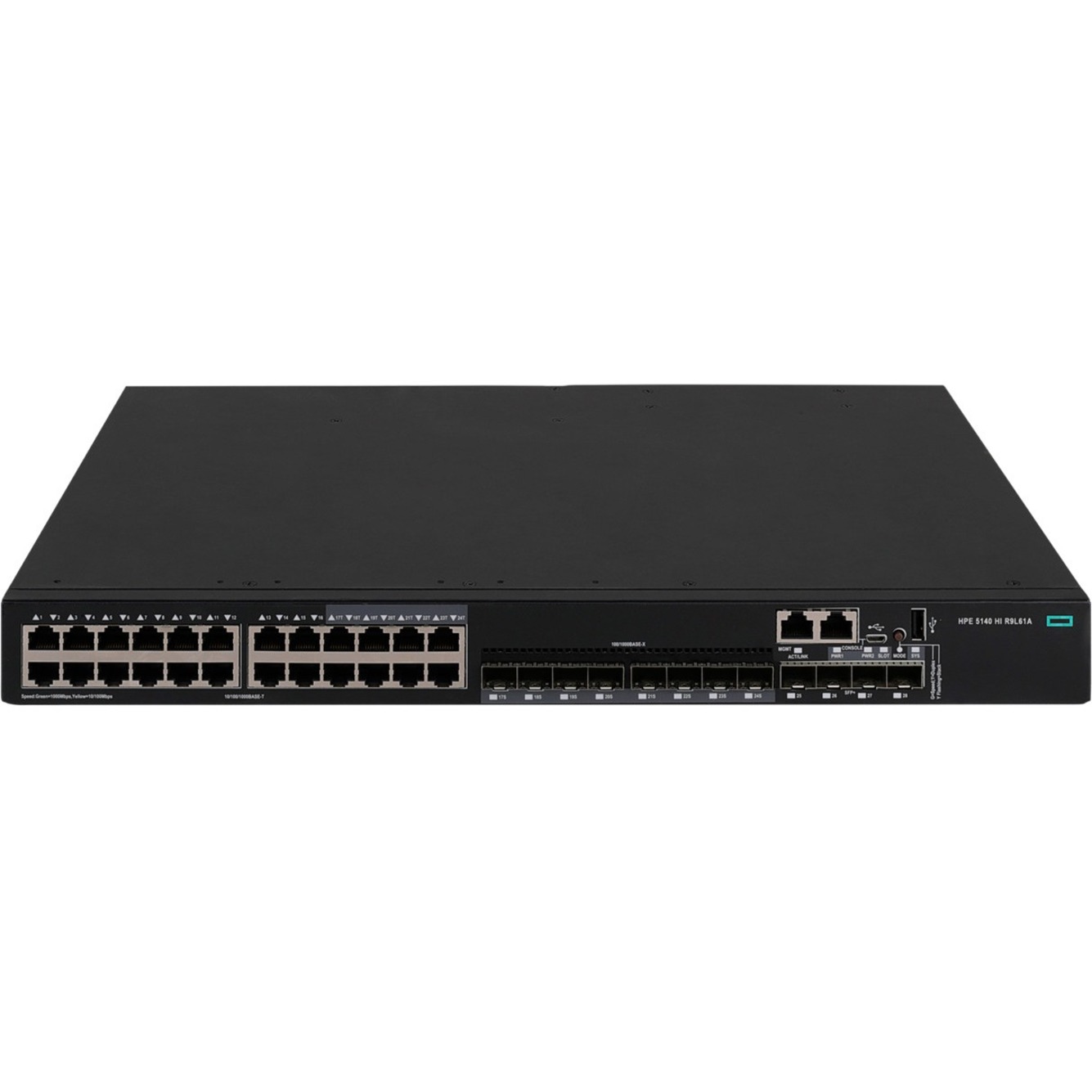 HPE FlexNetwork 5140 24G 4SFP+ HI Switch - 16 Ports - Manageable - Gigabit Ethernet, 10 Gigabit Ethernet - 10/100/1000Base-T, 10GBase-X - 2 Layer Supported - Modular - 8 SFP Slots - 95 W Power Consumption - Optical Fiber, Twisted Pair - 1U - Rack-mountable, Cabinet Mount