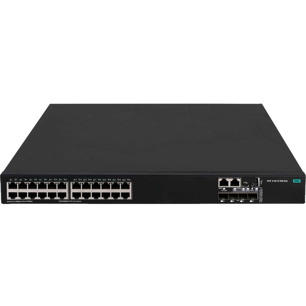 HPE FlexNetwork 5140 24G PoE+ 4SFP+ HI Switch - 24 Ports - Manageable - Gigabit Ethernet, 10 Gigabit Ethernet - 10/100/1000Base-T, 10GBase-X - 2 Layer Supported - Modular - 928 W Power Consumption - 720 W PoE Budget - Optical Fiber, Twisted Pair - PoE Ports - 1U - Rack-mountable, Cabinet Mount