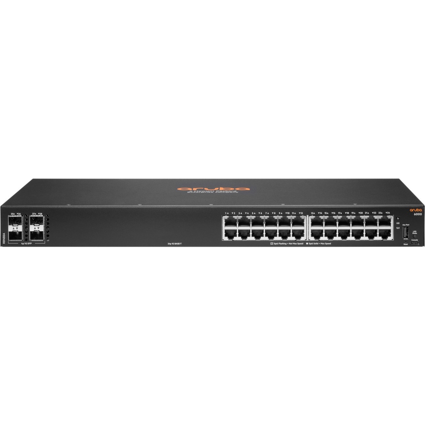 HPE 6000 24G 4SFP Switch - 24 Ports - Manageable - Gigabit Ethernet - 10/100/1000Base-T, 100/1000Base-X - 3 Layer Supported - Modular - 2 SFP Slots - 33 W Power Consumption - Twisted Pair, Optical Fiber - PoE Ports - 1U - Rack-mountable, Cabinet Mount, Surface Mount, Wall Mountable