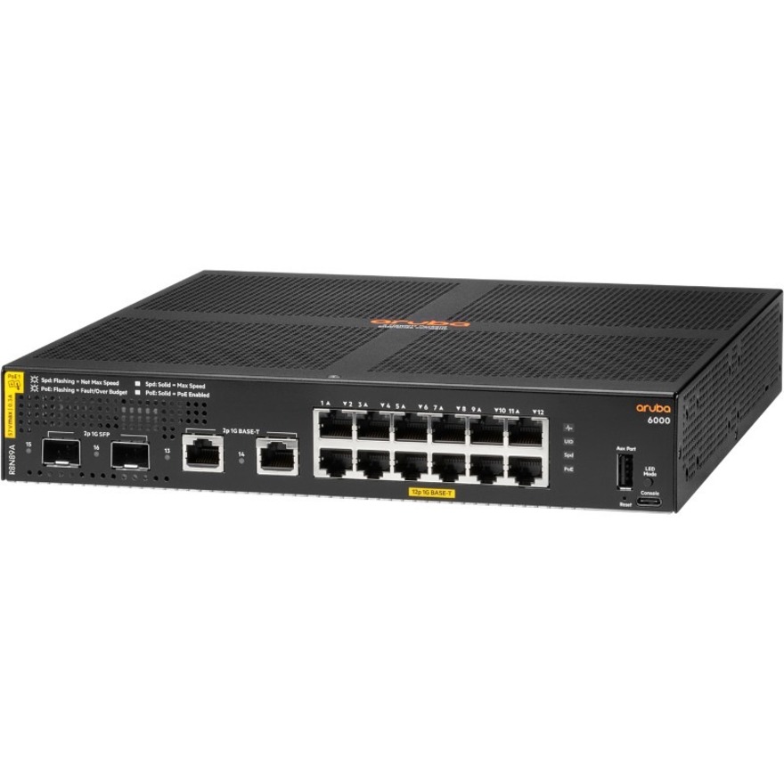 HPE 6000 12G Class4 PoE 2G/2SFP 139W Switch - 12 Ports - Manageable - Gigabit Ethernet - 10/100/1000Base-T, 1000Base-X - 3 La